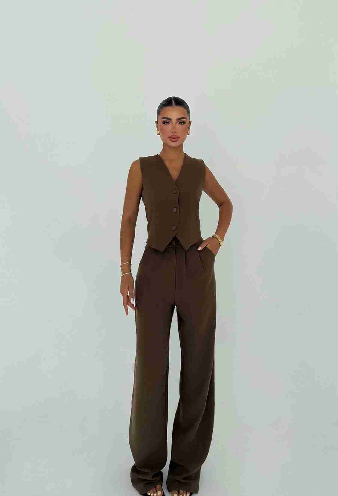 Formal Elegant Suit With Wide Leg Palazzo Pants - Brand: EYYO ATELIER - Women & Kids, Baby Clothes Wholesale - TheBS Women