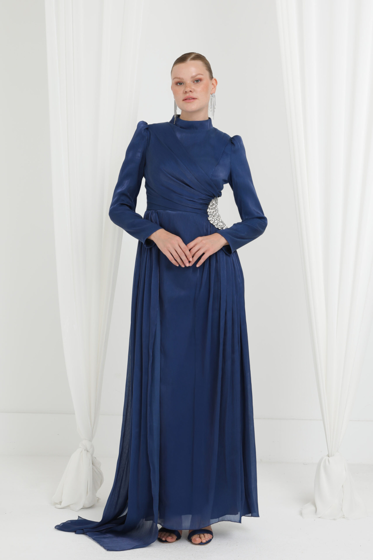 Elegant NavySheath Dress With High Neck - Brand: Puane - Women & Kids, Baby Clothes Wholesale - TheBS Women