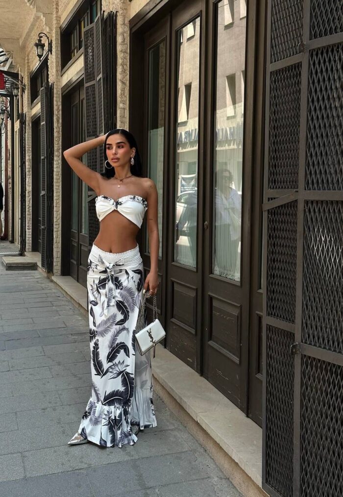 White Floral Mermaid Maxi Skirt Set - Producer: My Jest Fashion - Wholesale Women Clothes - TheBS Women
