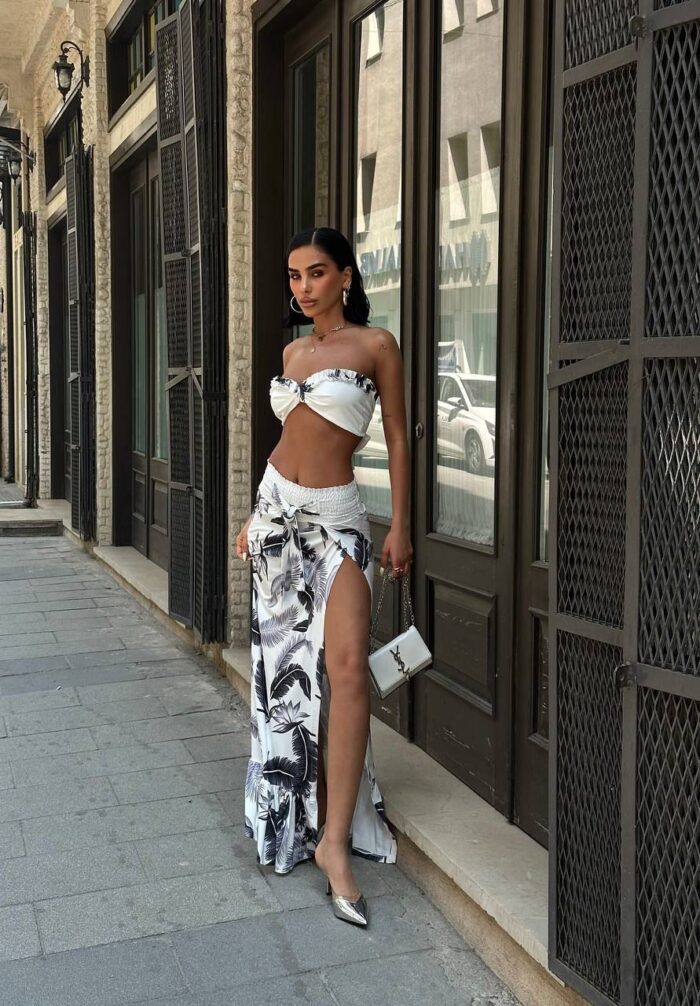 White Floral Mermaid Maxi Skirt Set - Producer: My Jest Fashion - Wholesale Women Clothes - TheBS Women