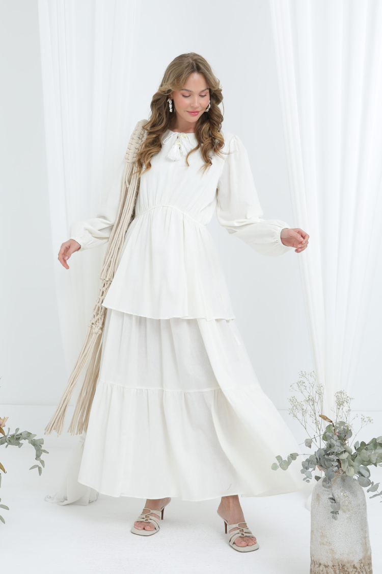 White Modest Boho Elegant Maxi Dress - Brand: Puane - Women & Kids, Baby Clothes Wholesale - TheBS Women