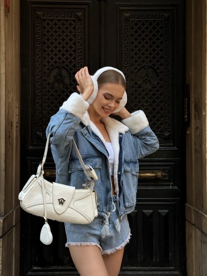 Blue Bomber Jacket With Flap Pockets - Producer: My Jest Fashion - Wholesale Women Clothes - TheBS Women