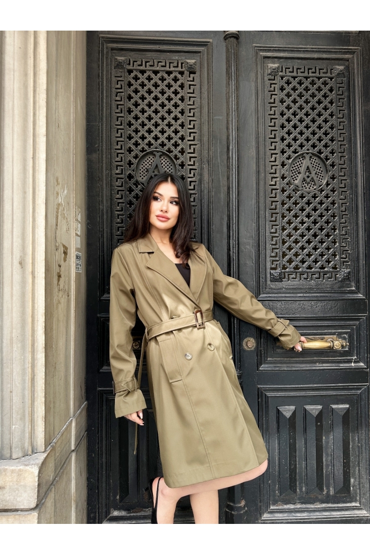 Khaki Trenchcoat Elegant Single-Breasted Wrapover - Brand: My Jest Fashion - Women & Kids, Baby Clothes Wholesale - TheBS Women