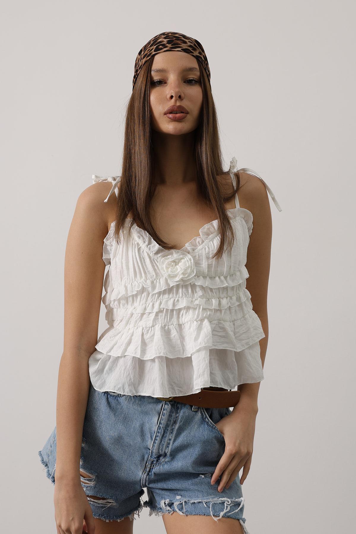 Boho Sleeveless Blouse With Sweetheart Neck - Brand: Reyon - Women & Kids, Baby Clothes Wholesale - TheBS Women