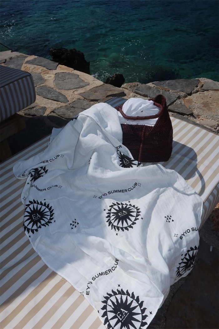 White Casual Boho Elegant Pareo With Letter Print - Producer: EYYO ATELIER - Wholesale Women Clothes - TheBS Women