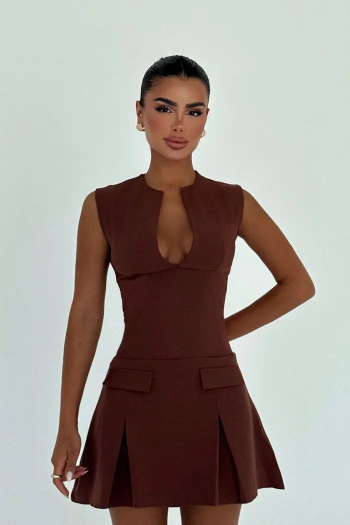 Fit And Flare Mini Dress With Cap Sleeves - Producer: EYYO ATELIER - Wholesale Women Clothes - TheBS Women