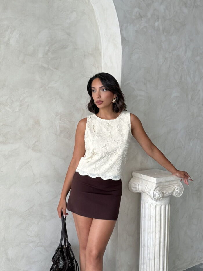 White Elegant Floral Sleeveless Cap Sleeve Blouse - Producer: Topshow - Wholesale Women Clothes - TheBS Women