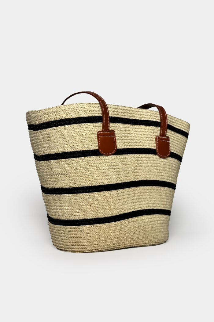 Striped Straw Bag - Beige - Producer: Black Fashion - Wholesale Women Clothes - TheBS Women