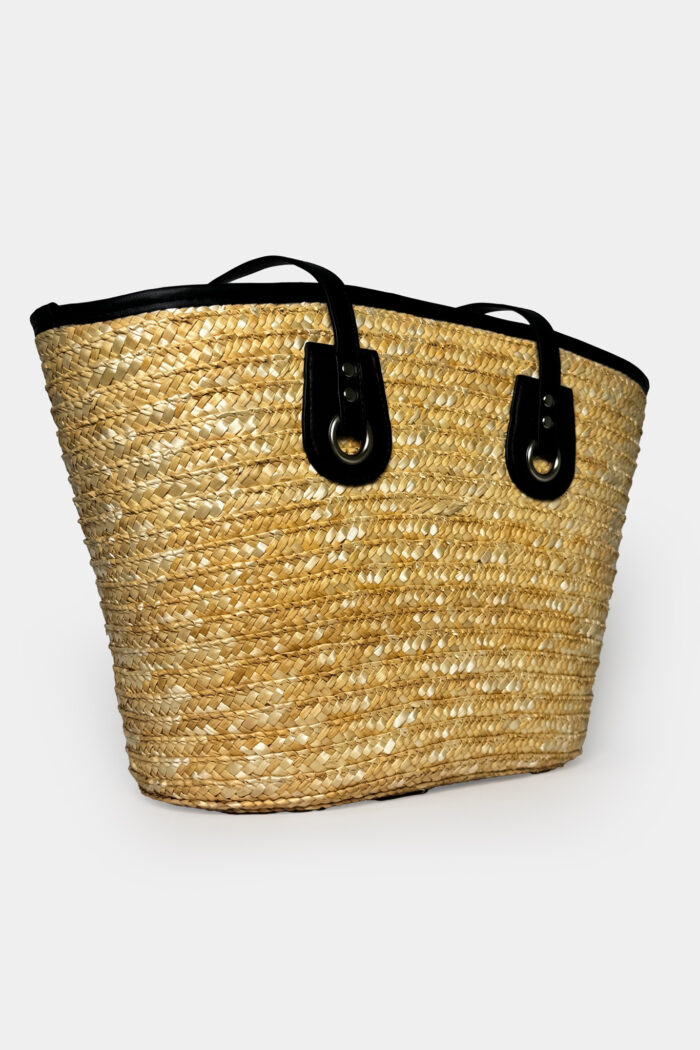 Leather Detail Straw Bag - Beige - Producer: Black Fashion - Wholesale Women Clothes - TheBS Women