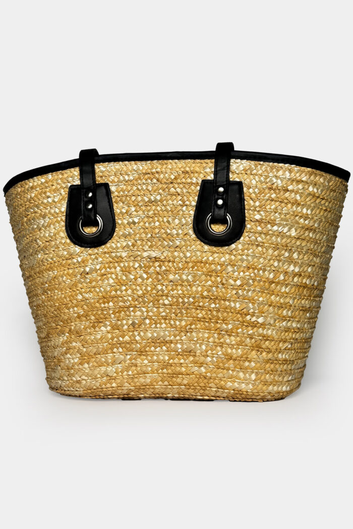 Leather Detail Straw Bag - Beige - Producer: Black Fashion - Wholesale Women Clothes - TheBS Women