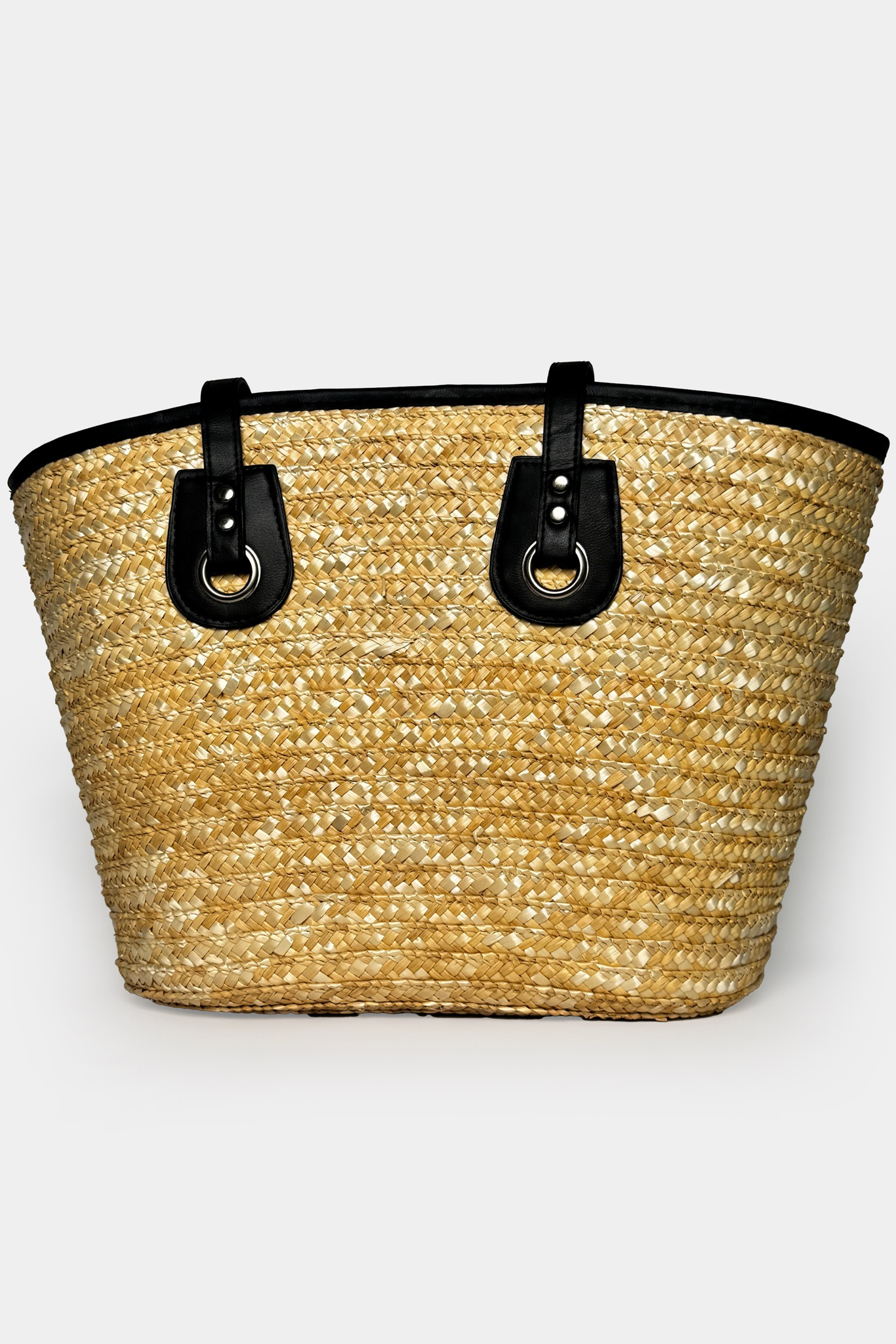 Leather Detail Straw Bag - Beige - Producer: Black Fashion - Wholesale Women Clothes - TheBS Women