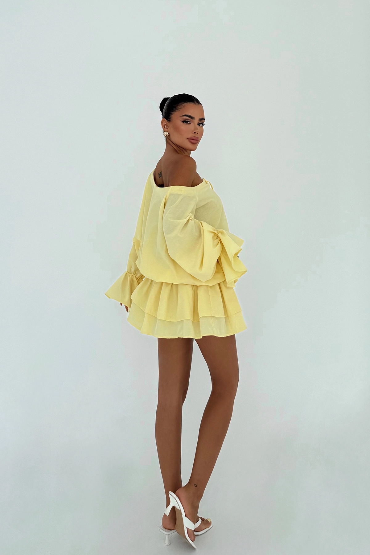 Babydoll Mini Dress With Bell Sleeves – Brand: EYYO ATELIER – Women & Kids, Baby Clothes Wholesale – TheBS Women