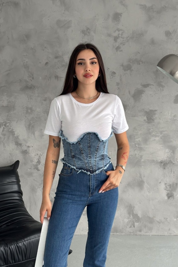 White Casual Slim Fit Crop Tshirt - Producer: My Jest Fashion - Wholesale Women Clothes - TheBS Women