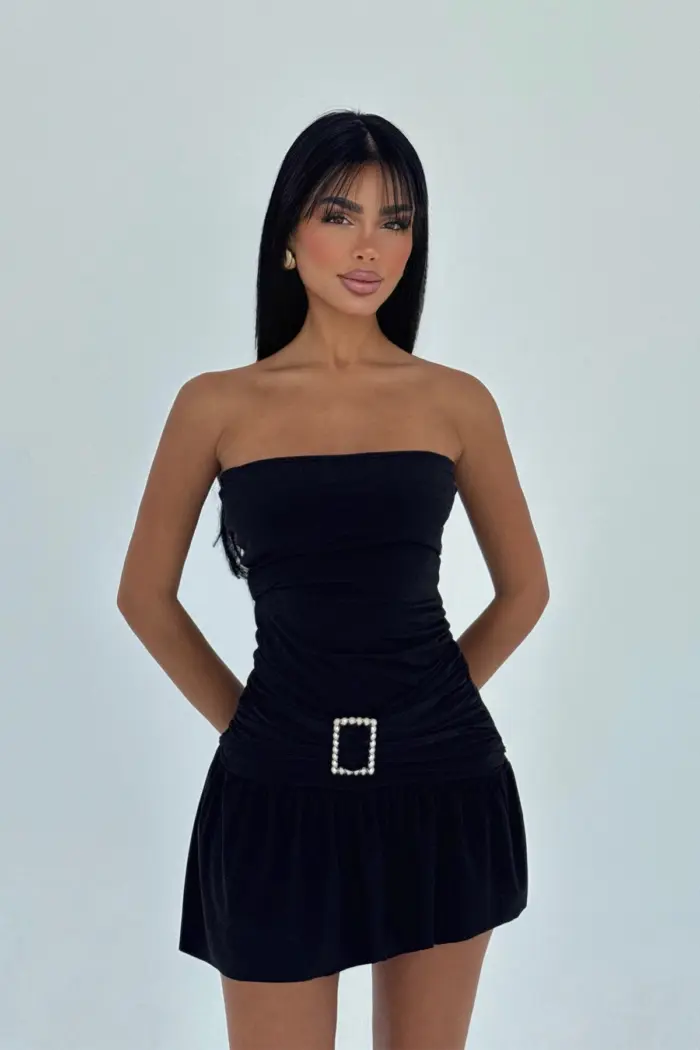 Sexy Elegant Strapless Mini Slip Dress With Cap Sleeve - Producer: EYYO ATELIER - Wholesale Women Clothes - TheBS Women