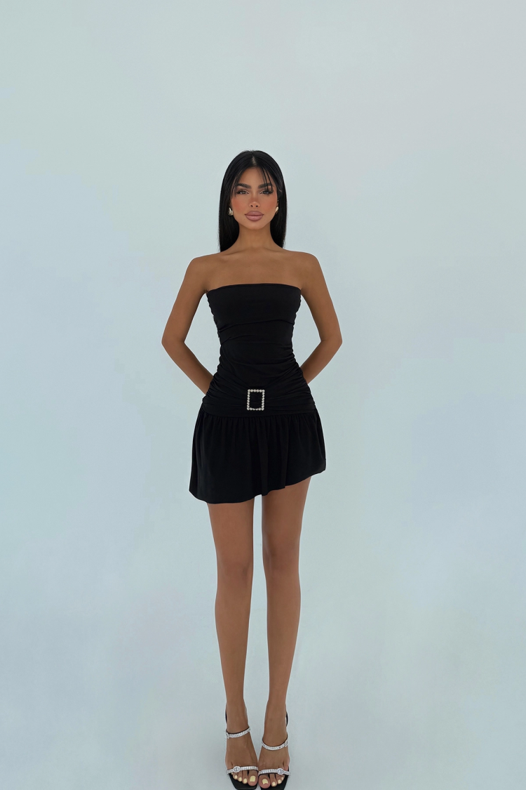 Sexy Elegant Strapless Mini Slip Dress With Cap Sleeve - Producer: EYYO ATELIER - Wholesale Women Clothes - TheBS Women