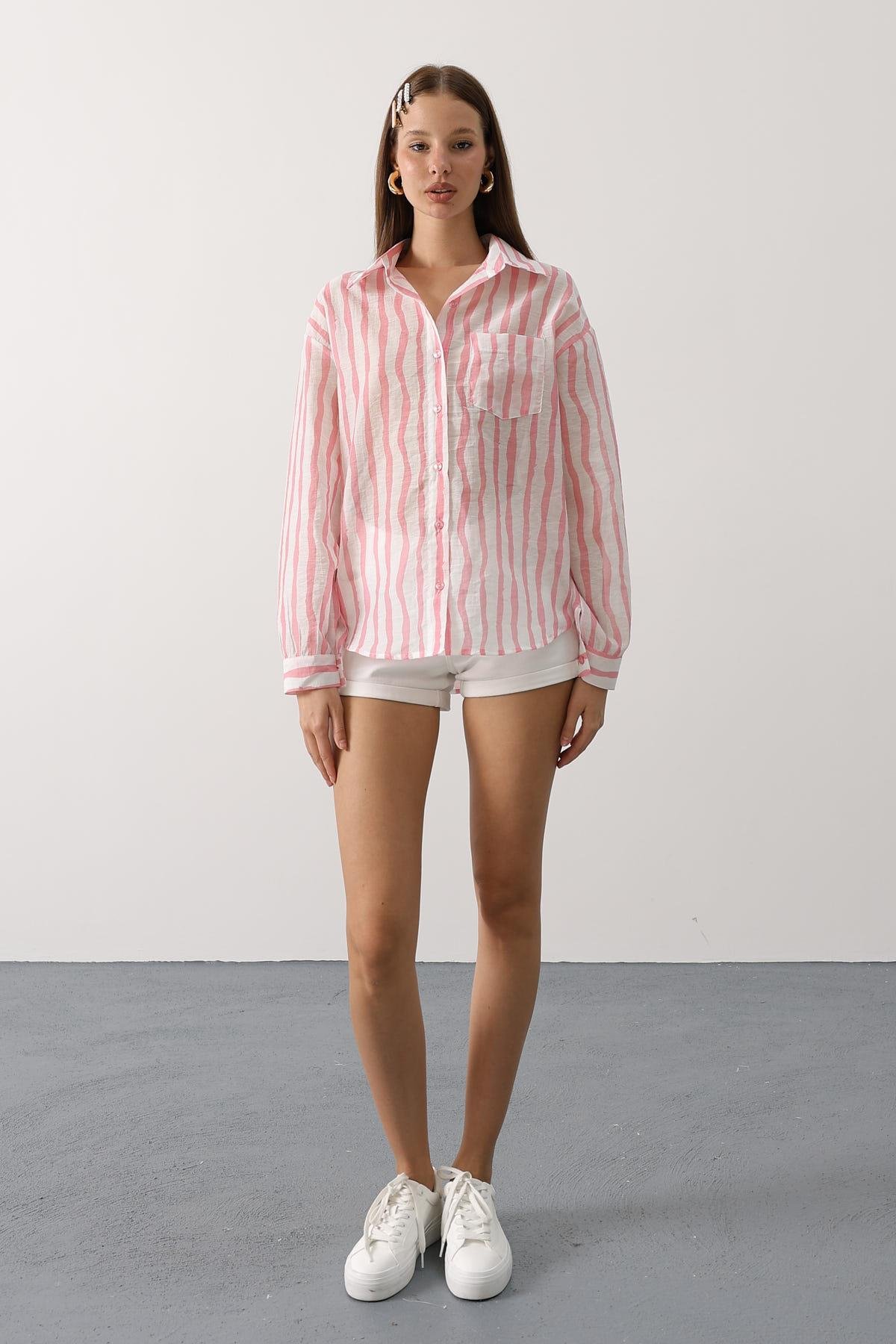 Striped Casual Buttoned Long Sleeve Shirt – Brand: Reyon – Women & Kids, Baby Clothes Wholesale – TheBS Women