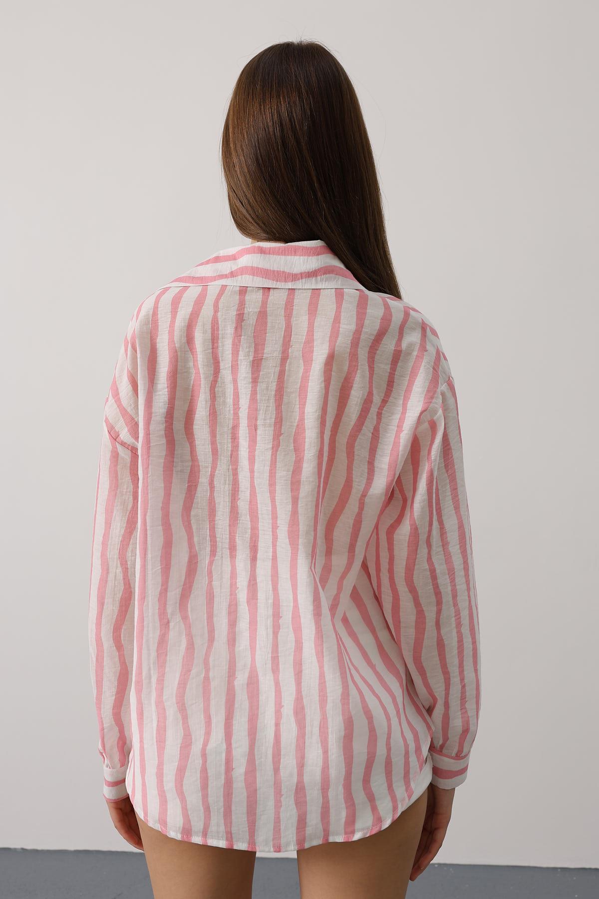 Striped Casual Buttoned Long Sleeve Shirt – Brand: Reyon – Women & Kids, Baby Clothes Wholesale – TheBS Women