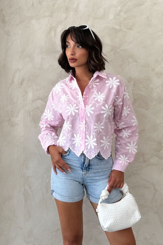 Pink Boho Floral Buttoned Shirt - Producer: Topshow - Wholesale Women Clothes - TheBS Women