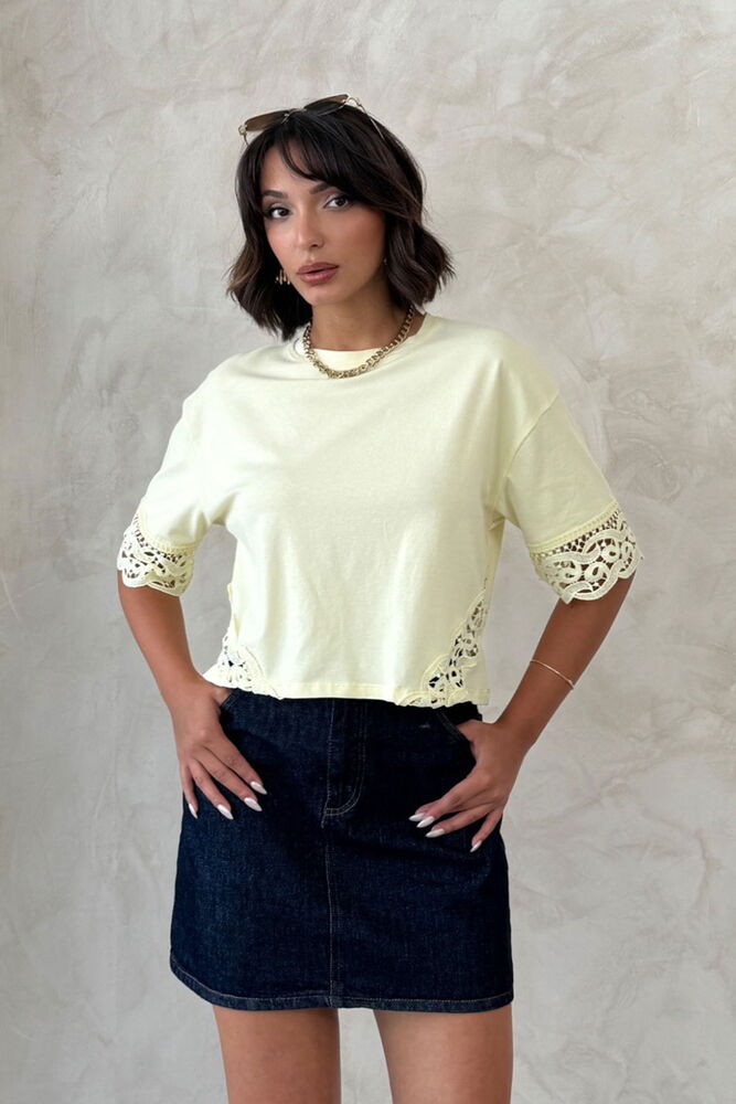 Beige Casual Elegant Tshirt Half Sleeve Regular Fit - Producer: Topshow - Wholesale Women Clothes - TheBS Women