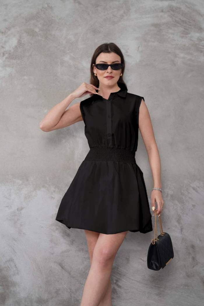 Sleeveless Notched Neck Shirt Mini Dress - Producer: My Jest Fashion - Wholesale Women Clothes - TheBS Women