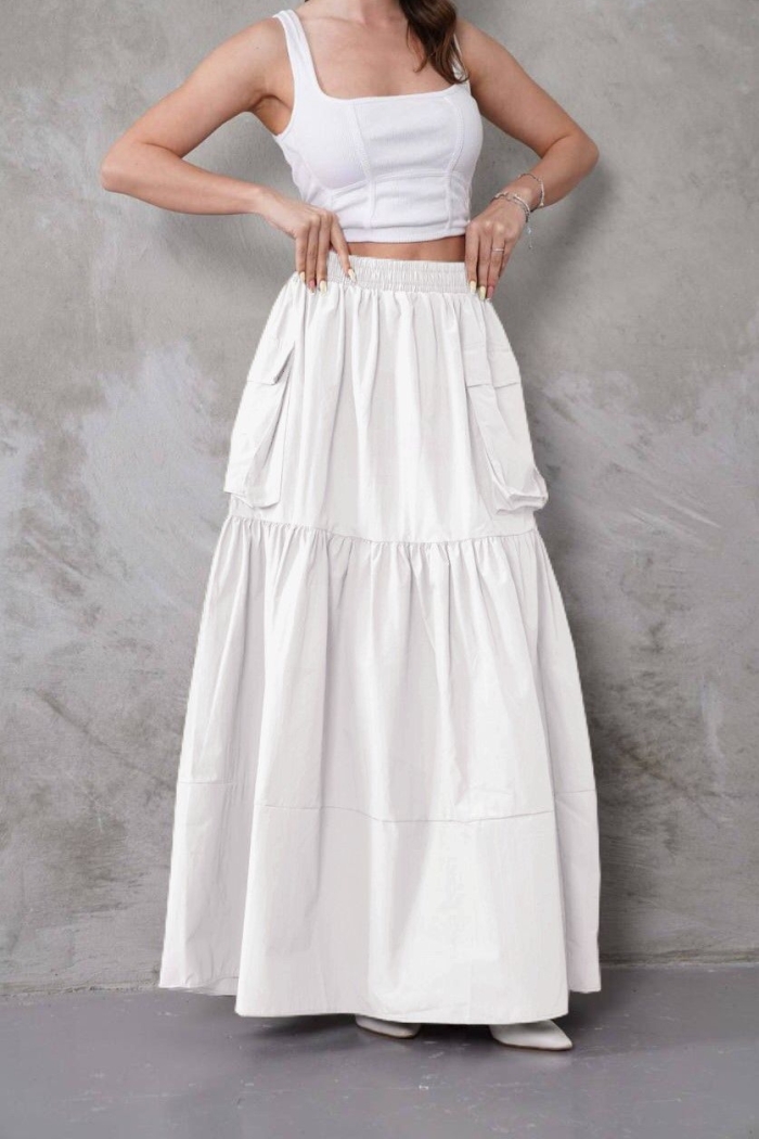 Elegant Layered Maxi Skirt With Flap Pocket - Producer: My Jest Fashion - Wholesale Women Clothes - TheBS Women