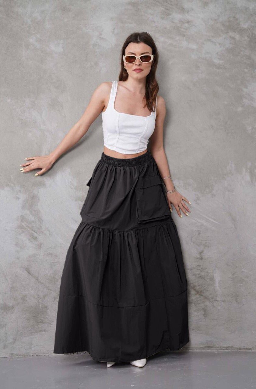 Layered Maxi Skirt With Flap Pockets - Producer: My Jest Fashion - Wholesale Women Clothes - TheBS Women