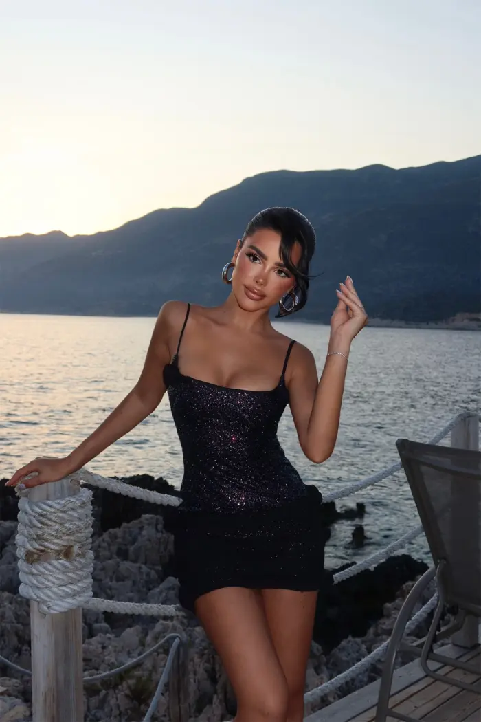 Black Sexy Elegant Glam Formal Slip Dress - Producer: EYYO ATELIER - Wholesale Women Clothes - TheBS Women