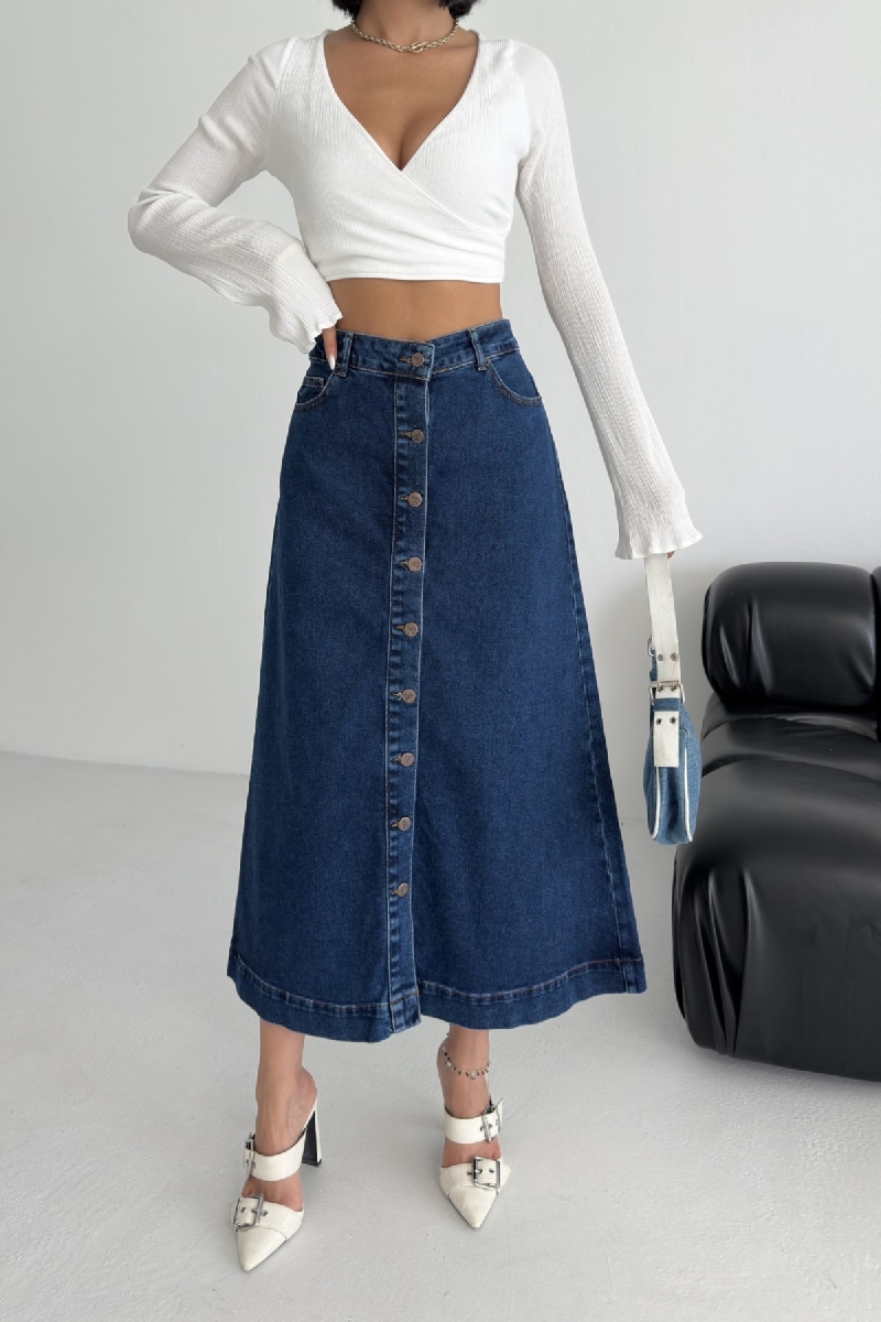 A-Line Midi Skirt With High Waist And Patch Pocket - Brand: XLove - Women & Kids, Baby Clothes Wholesale - TheBS Women
