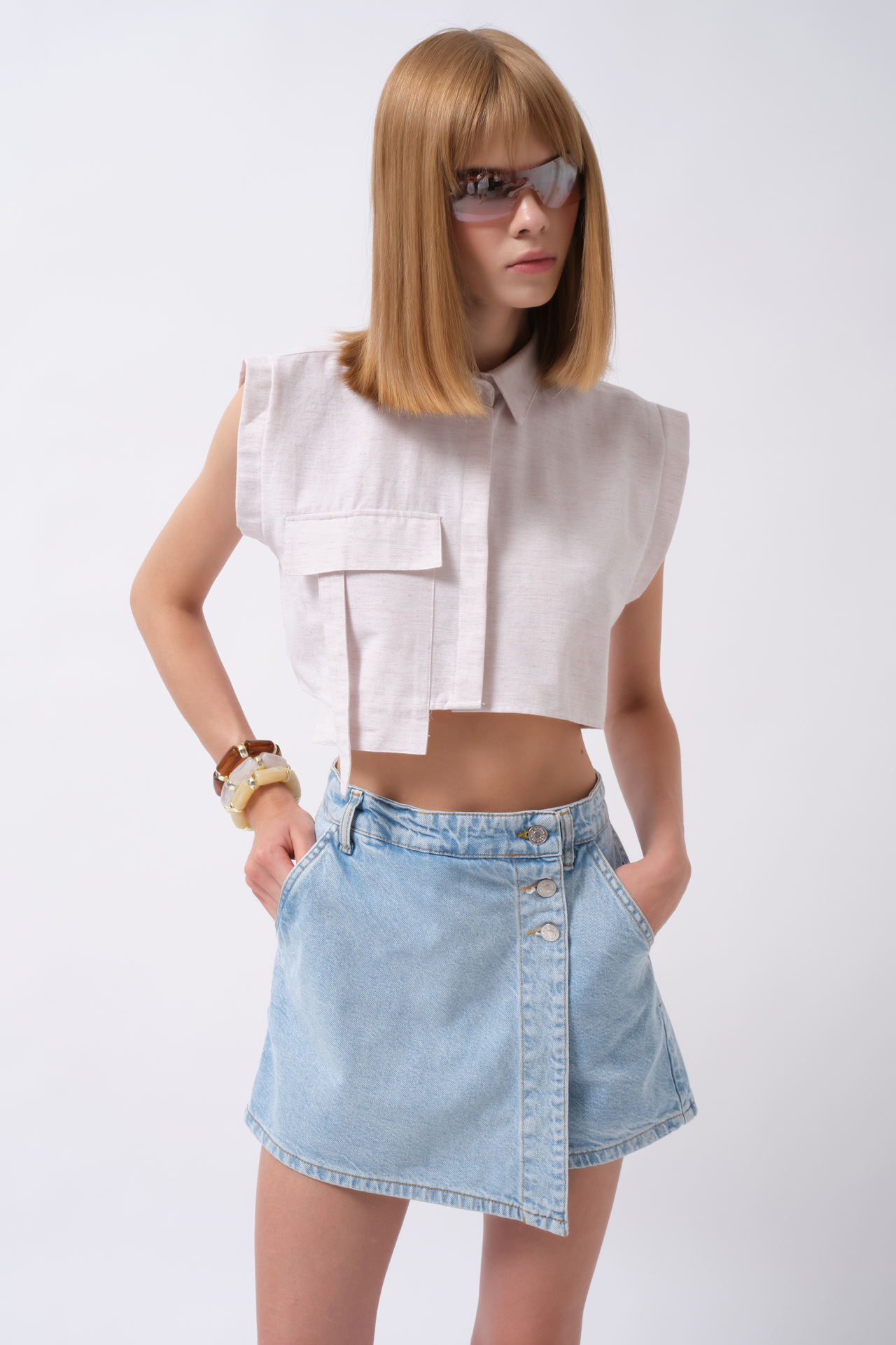 Asymmetrical Mini Skirt With Buttoned Closure - Brand: Black Fashion - Women & Kids, Baby Clothes Wholesale - TheBS Women