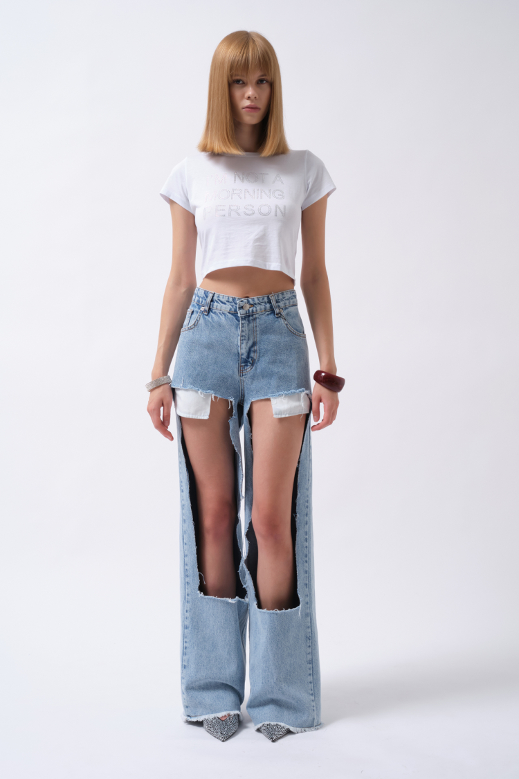 Laser Cut High Waist Jean - Brand: Black Fashion - Women & Kids, Baby Clothes Wholesale - TheBS Women