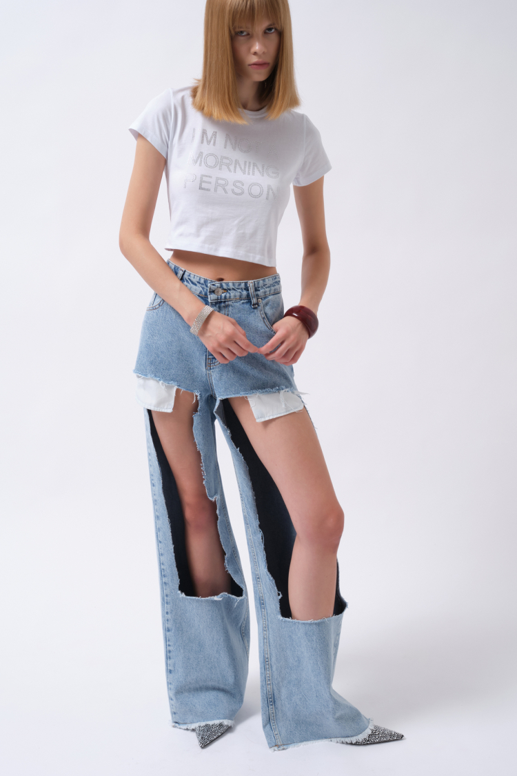 Laser Cut High Waist Jean - Brand: Black Fashion - Women & Kids, Baby Clothes Wholesale - TheBS Women