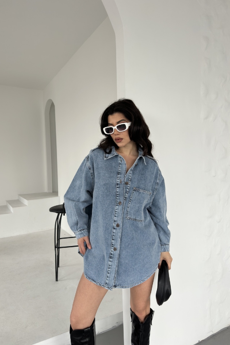 Casual Oversized Shirt With Notched Neck - Brand: XLove - Women & Kids, Baby Clothes Wholesale - TheBS Women