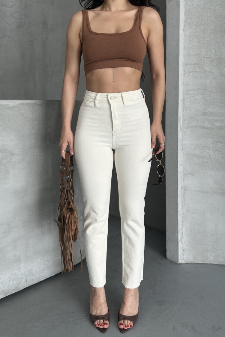 Ecru Jeans High Waist Mom Straight Leg Buttoned - Brand: XLove - Women & Kids, Baby Clothes Wholesale - TheBS Women