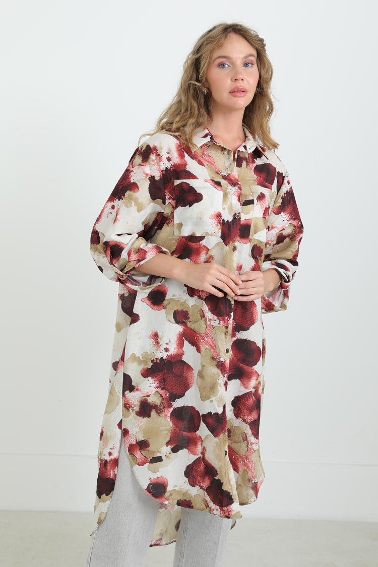 Red Oversized Fit Polo Neck Tunic - Brand: Puane - Women & Kids, Baby Clothes Wholesale - TheBS Women