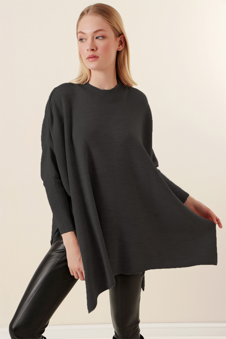 Poncho Sweater - Anthracite - Brand: Bigdart - Women & Kids, Baby Clothes Wholesale - TheBS Women