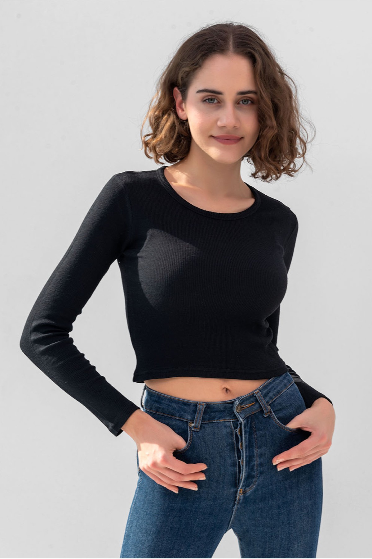 Long Sleeve Corduroy Blouse Crop Knitted T-shirt - Brand: la & vetta - Women & Kids, Baby Clothes Wholesale - TheBS Women