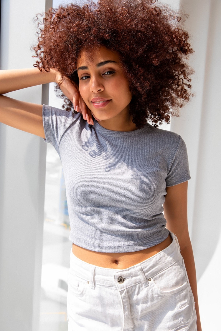 Ribbed Crew Neck Basic T-shirt - Brand: la & vetta - Women & Kids, Baby Clothes Wholesale - TheBS Women