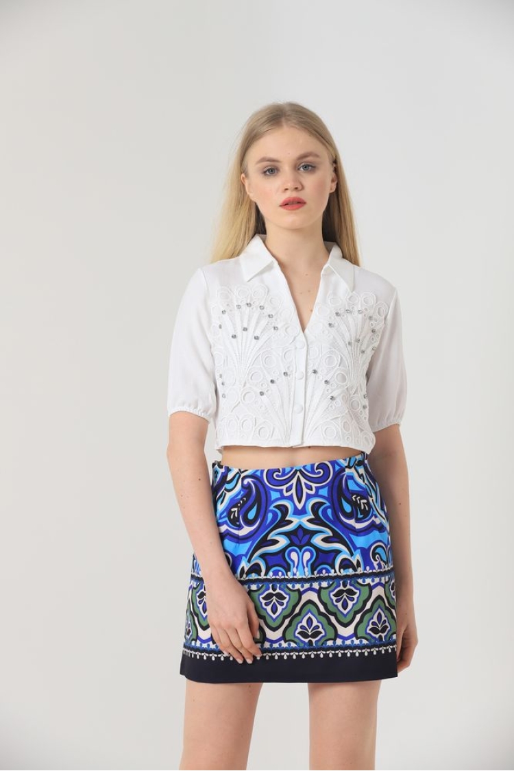Leaf Patterned Stone Shirt - Brand: Topshow - Women & Kids, Baby Clothes Wholesale - TheBS Women
