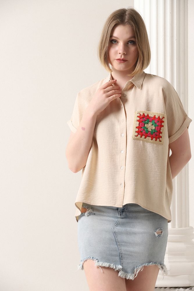 Shirt With Flower Pockets -Color - Producer: Topshow - Wholesale Women Clothes - TheBS Women