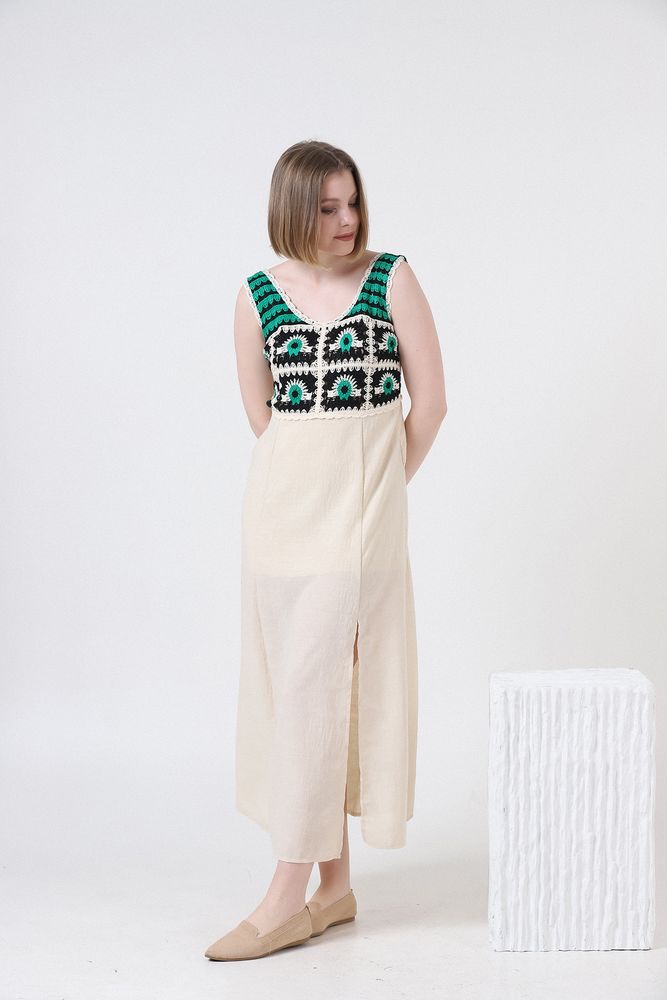 Strappy Linen Dress - Stone & - Producer: Topshow - Wholesale Women Clothes - TheBS Women