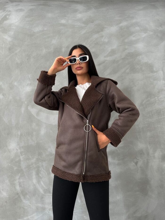 Zippered Leather Coat With Fur Collar - Producer: Topshow - Wholesale Women Clothes - TheBS Women