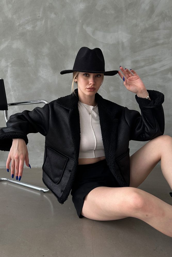 F 1553 Nubuck Collar Fur Coat - Producer: Topshow - Wholesale Women Clothes - TheBS Women