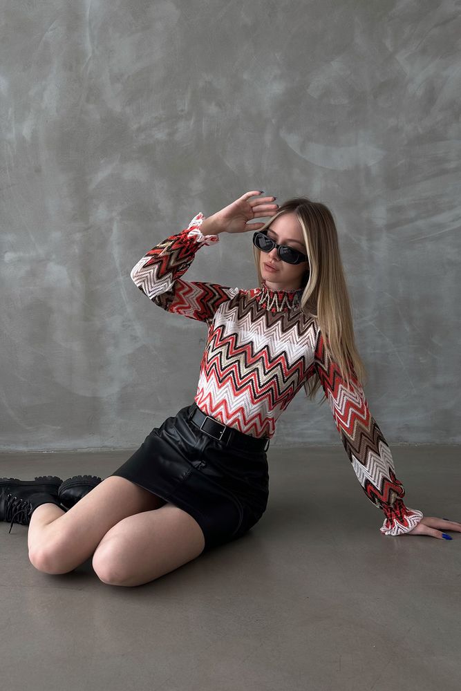 Zigzag Patterned Blouse - Orange - Producer: Topshow - Wholesale Women Clothes - TheBS Women