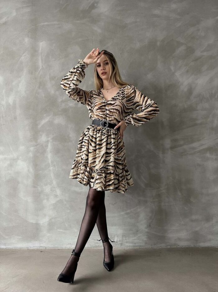 Taş F 1591 Leopard Striped Dress - Producer: Topshow - Wholesale Women Clothes - TheBS Women