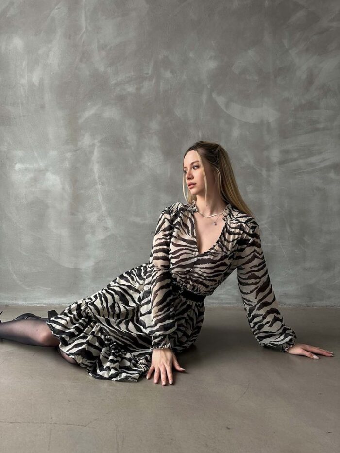 F 1591 Leopard Striped Dress - Producer: Topshow - Wholesale Women Clothes - TheBS Women