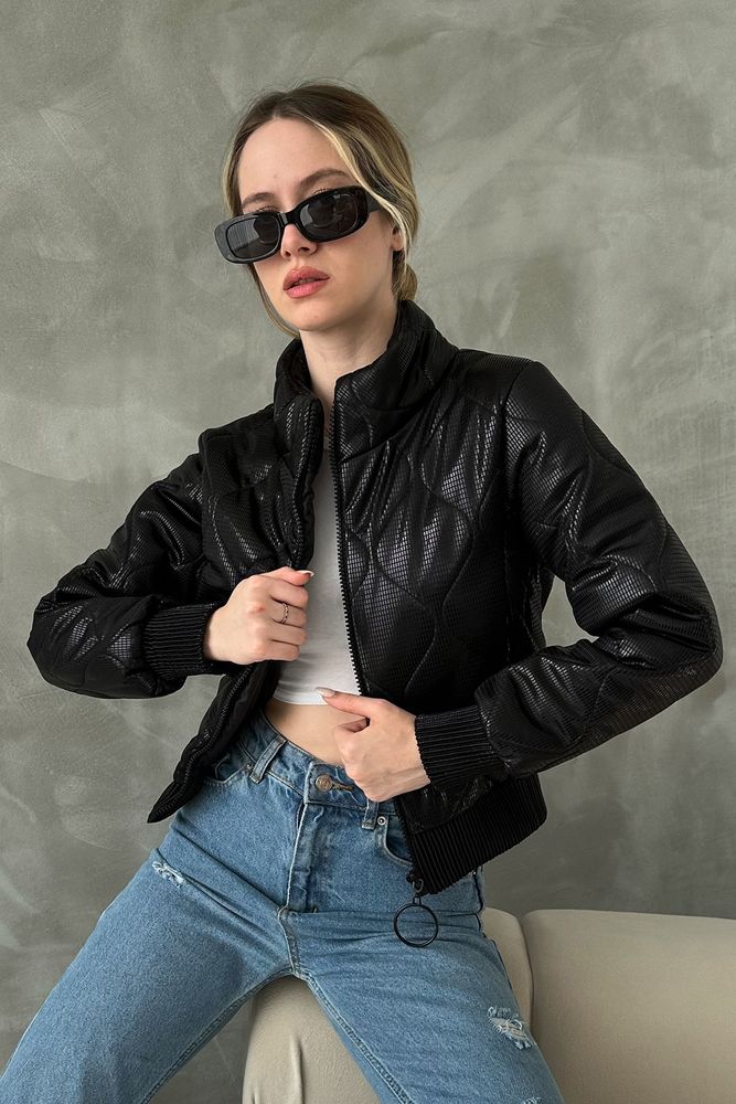 F 1625 Zippered Shiny Coat - Producer: Topshow - Wholesale Women Clothes - TheBS Women