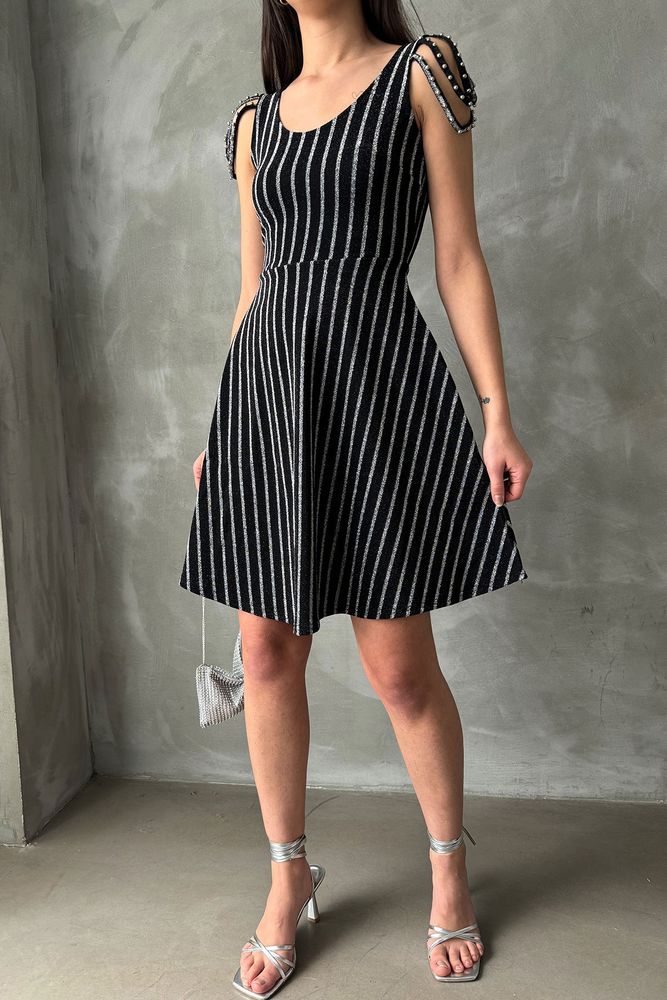 Black Silver Striped Sleeveless Dress - Producer: Topshow - Wholesale Women Clothes - TheBS Women