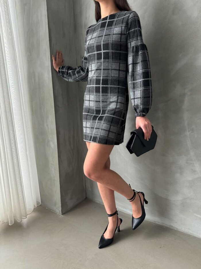 Anthracite Plaid Dress - Producer: Topshow - Wholesale Women Clothes - TheBS Women