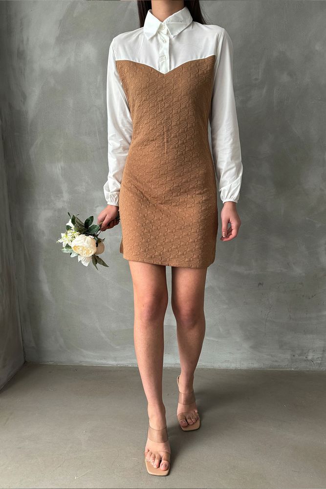 Sleeve And Bust Poplin Above Knee Dress - Producer: Topshow - Wholesale Women Clothes - TheBS Women
