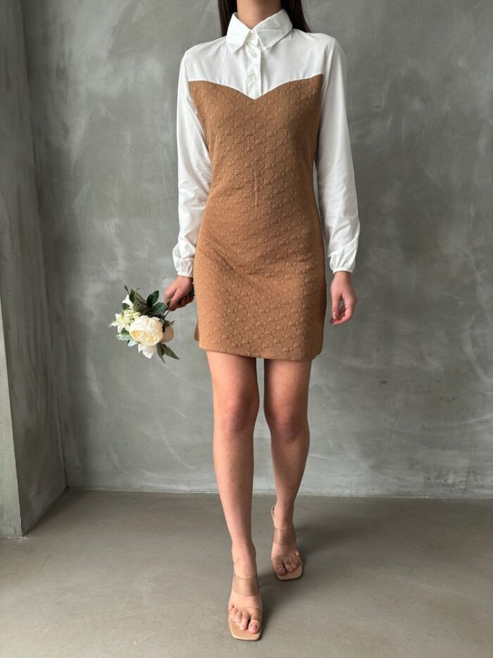 Sleeve And Bust Poplin Above Knee Dress - Producer: Topshow - Wholesale Women Clothes - TheBS Women